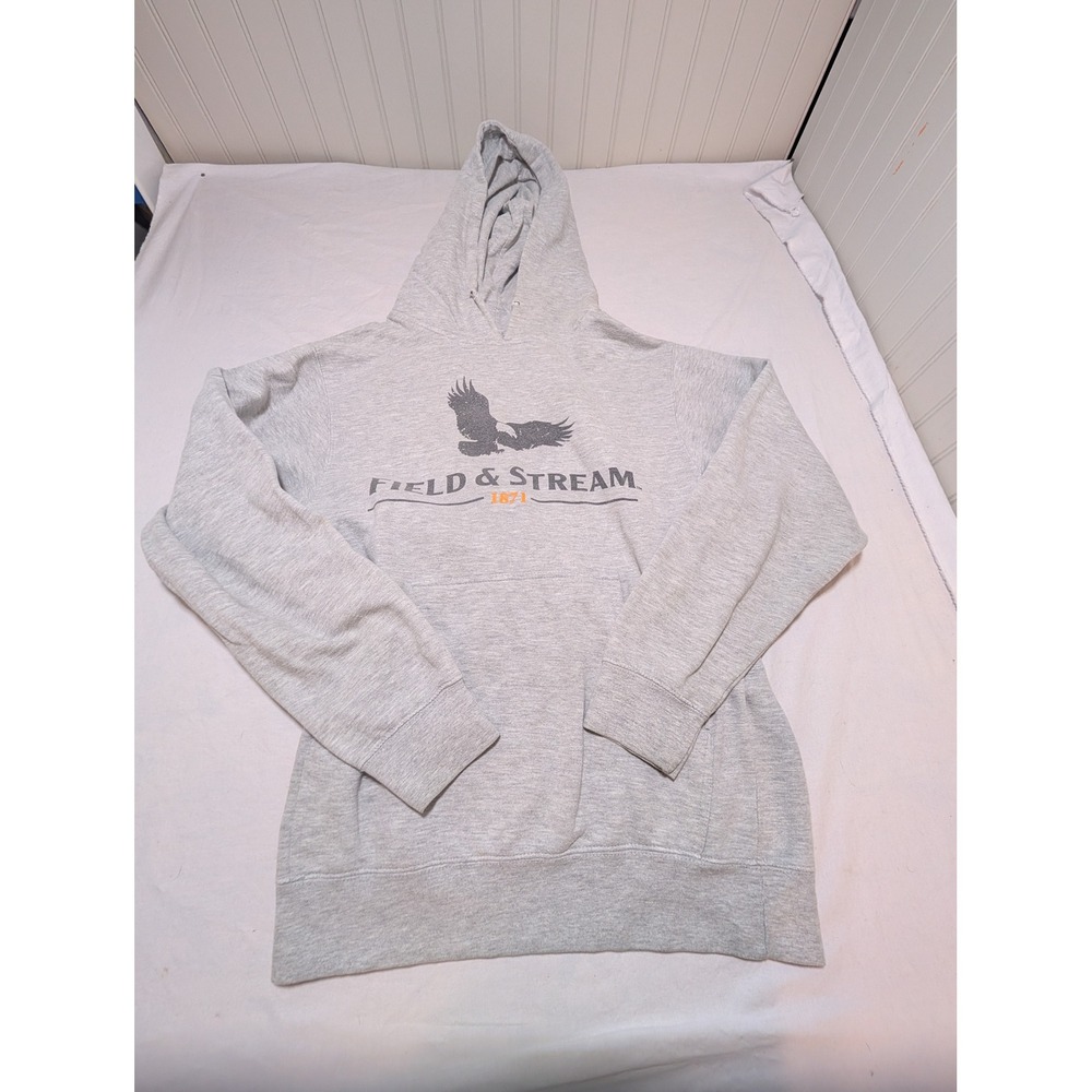 Field & Stream Mens Small Gray Eagle Graphic Hoodie Pullover Fleece 1871